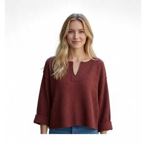 Urban Outfitters Jax Inside Out Notch Neck Top Red Small